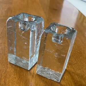 Vintage Iittala Finland Arkipelago Ice Block Candleholders by Timo Sarpaneva
